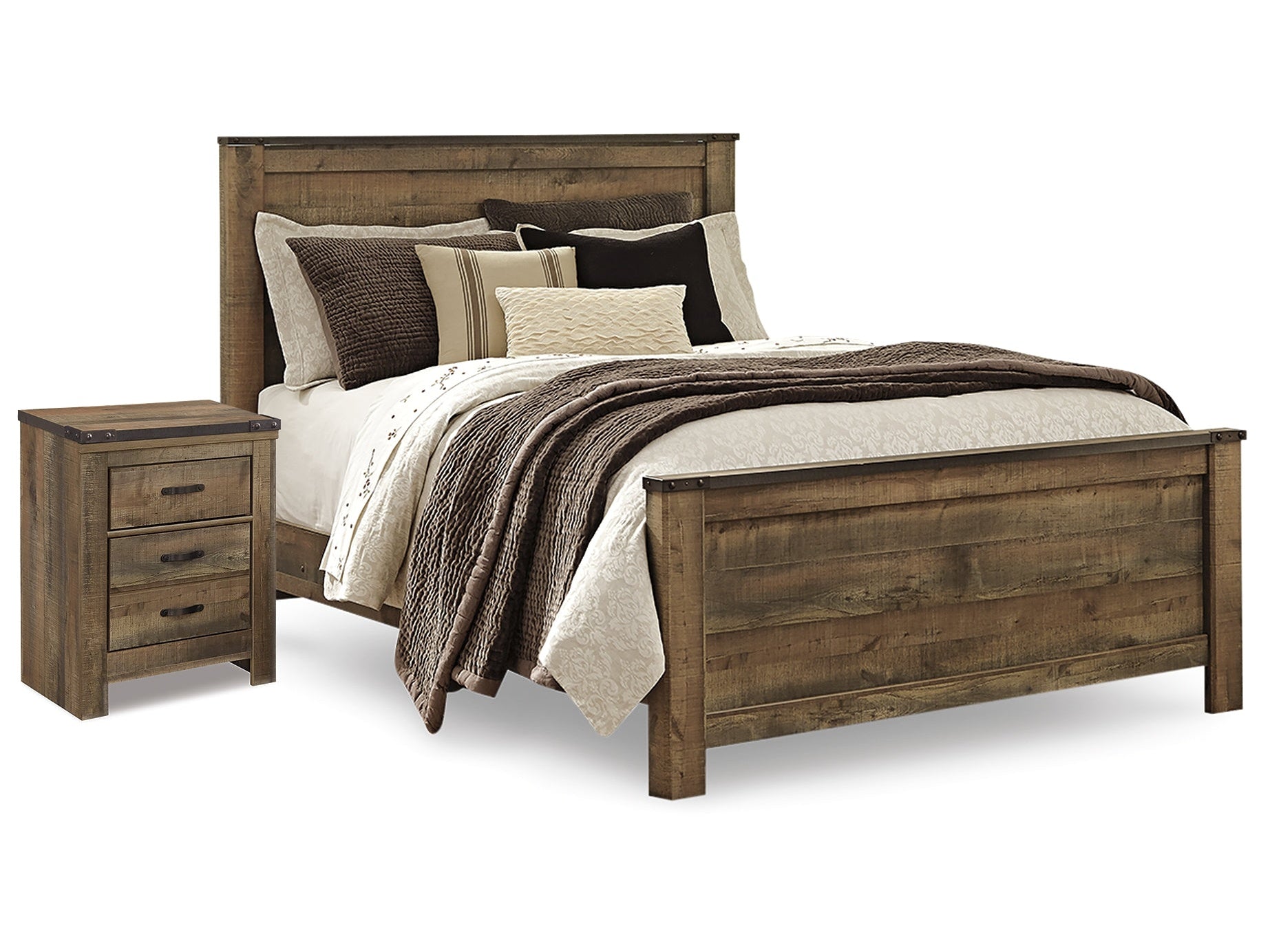 Trinell Brown Queen Panel Bedroom Set with Nightstand