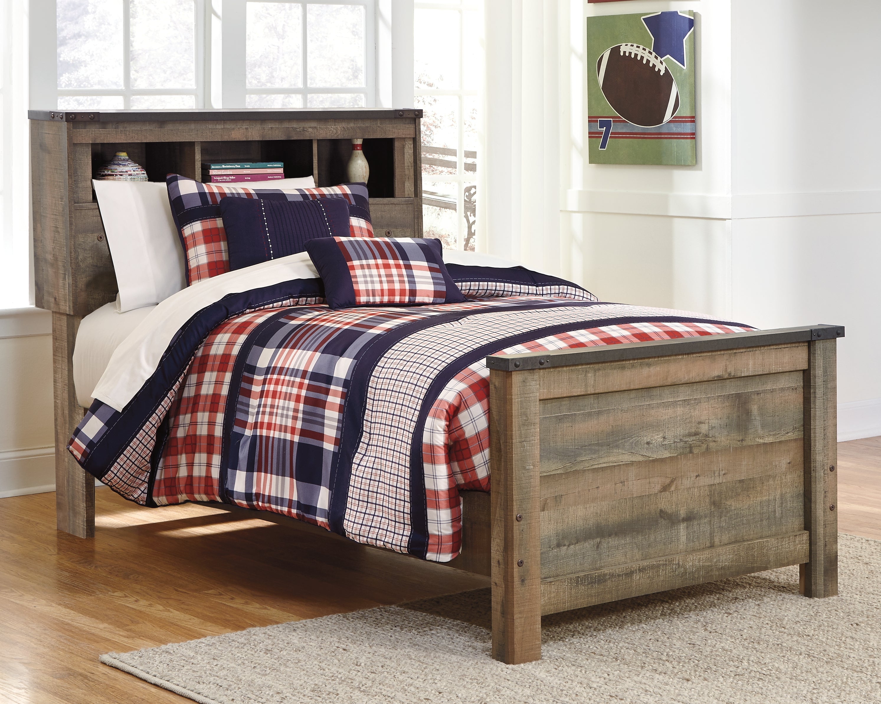 Trinell Brown Twin Bookcase Bed