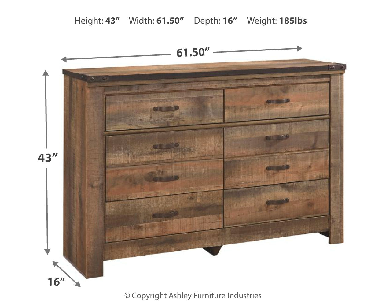 Trinell Brown Twin Bookcase Storage Bed, Dresser and Nightstand
