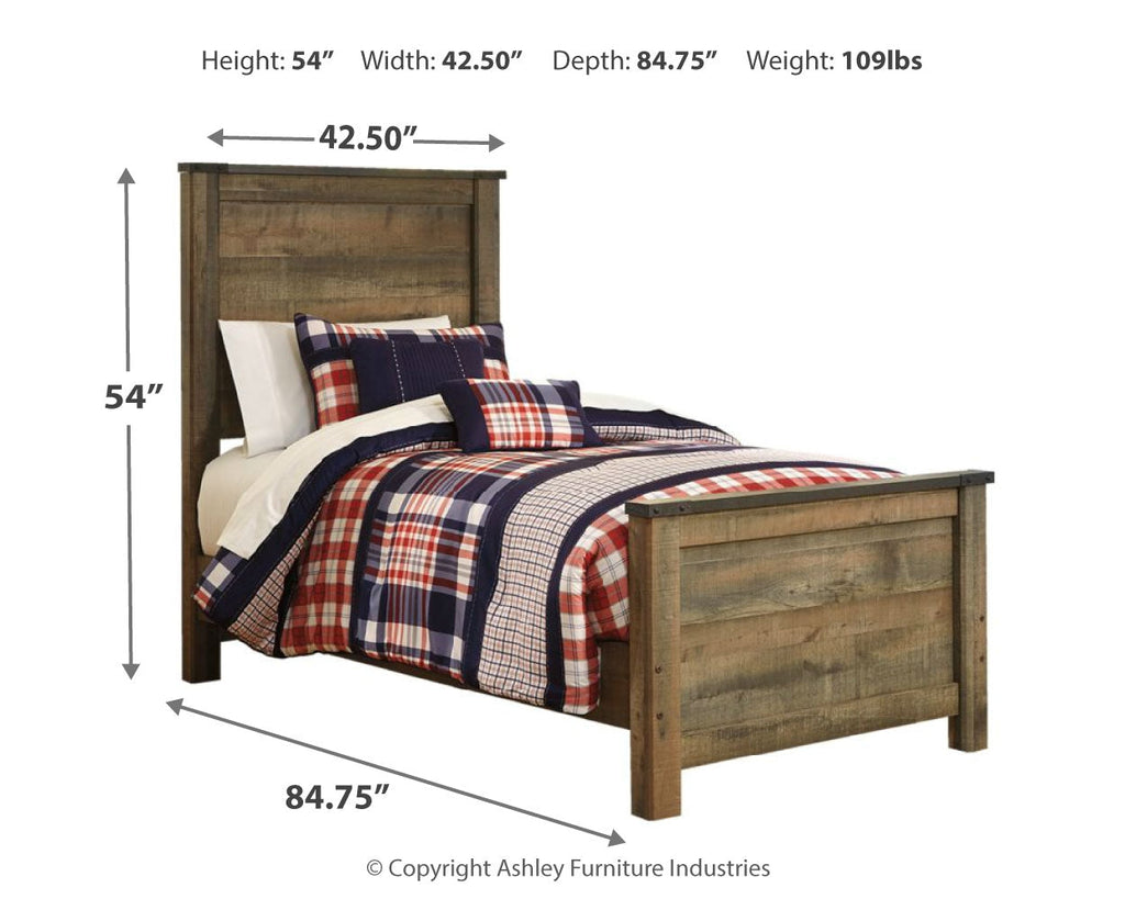 Trinell Brown Twin Panel Bed, Dresser and Mirror
