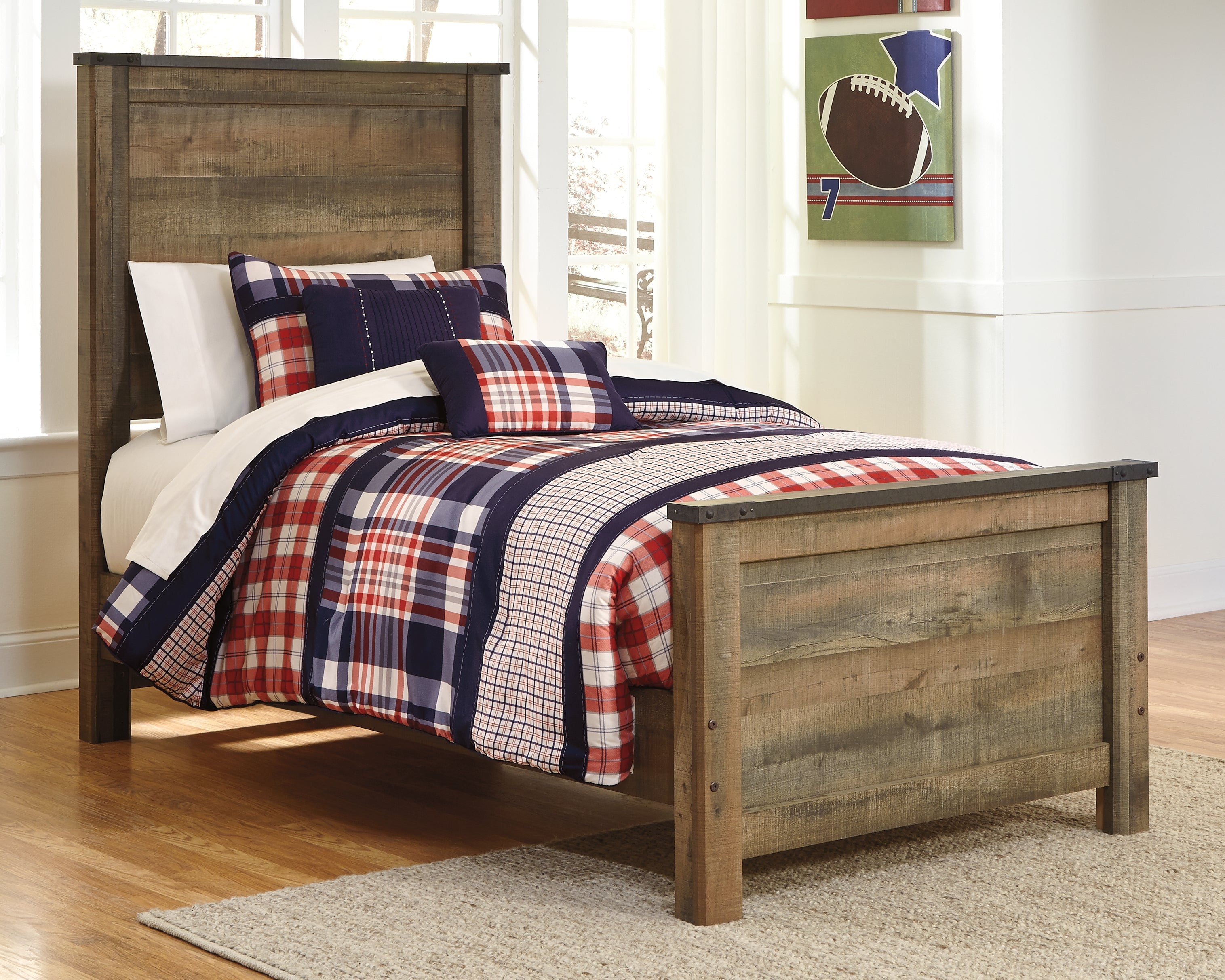 Trinell Brown Twin Panel Bed, Dresser and Mirror