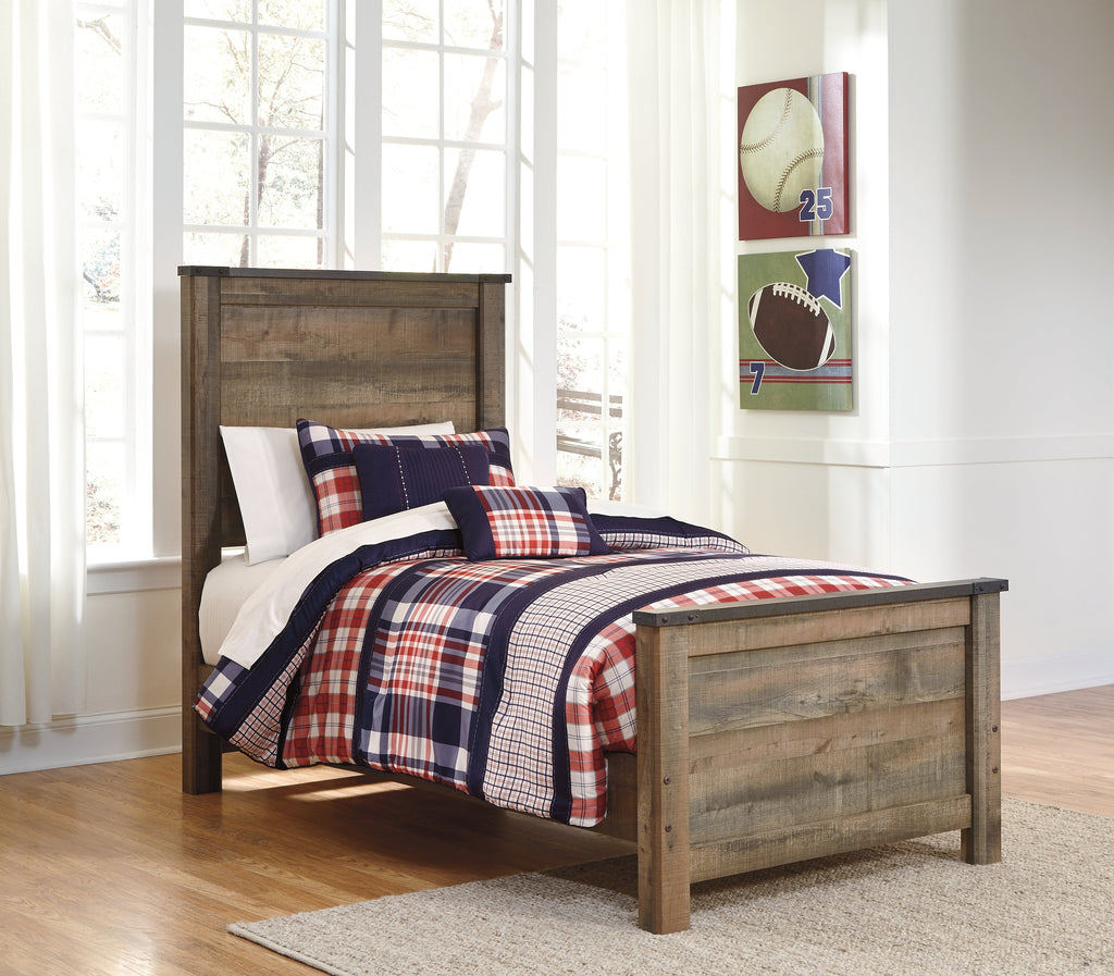 Trinell Brown Twin Panel Bed, Dresser and Mirror