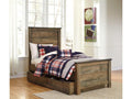 Trinell Brown Twin Panel Bed with 1 Large Storage Drawer