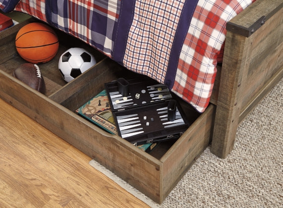 Trinell Brown Twin Panel Bed with 1 Large Storage Drawer