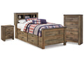 Trinell Brown Twin Storage Bed & Chest & Nightstand