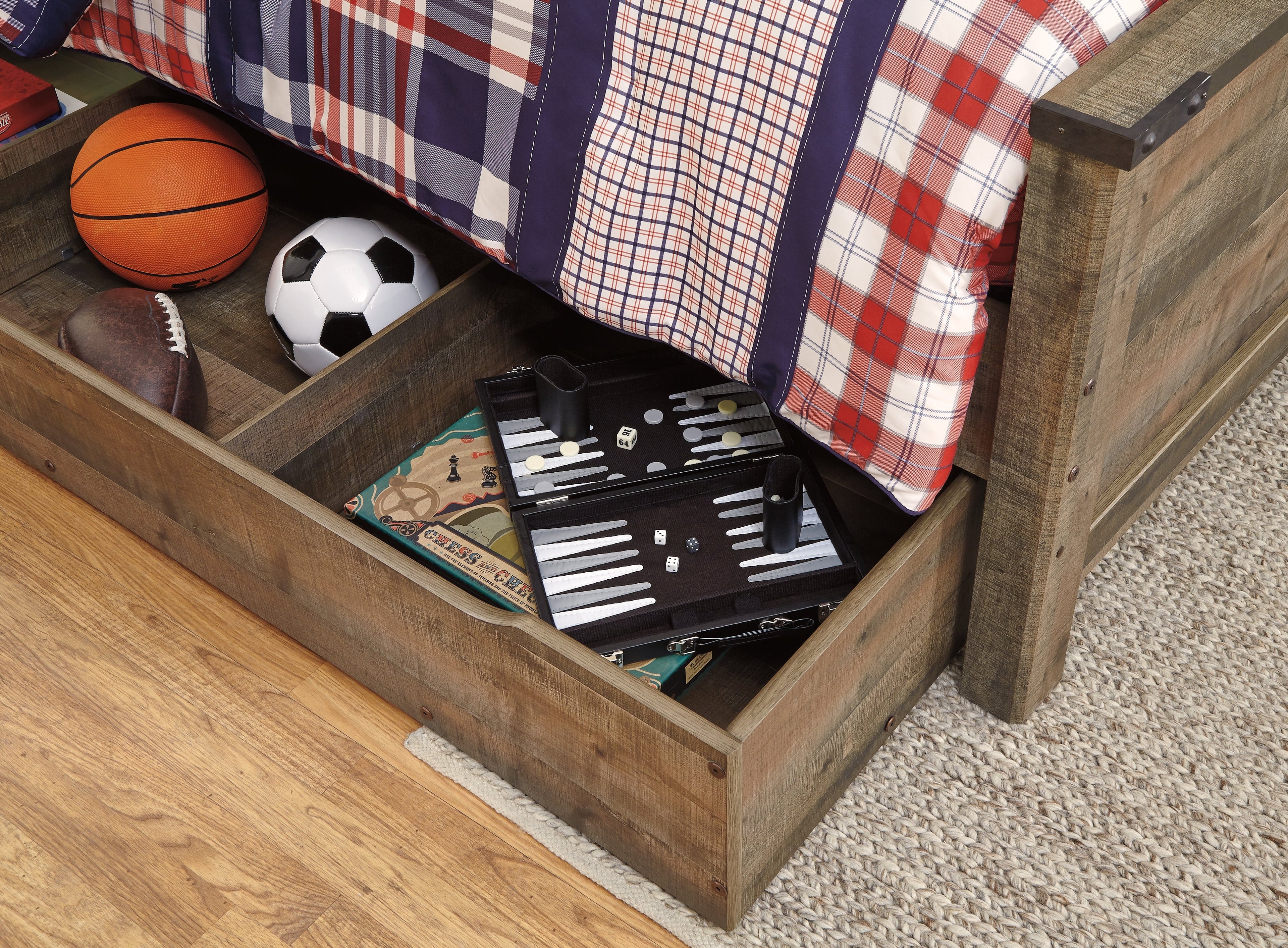 Trinell Brown Twin Storage Bed & Chest & Nightstand