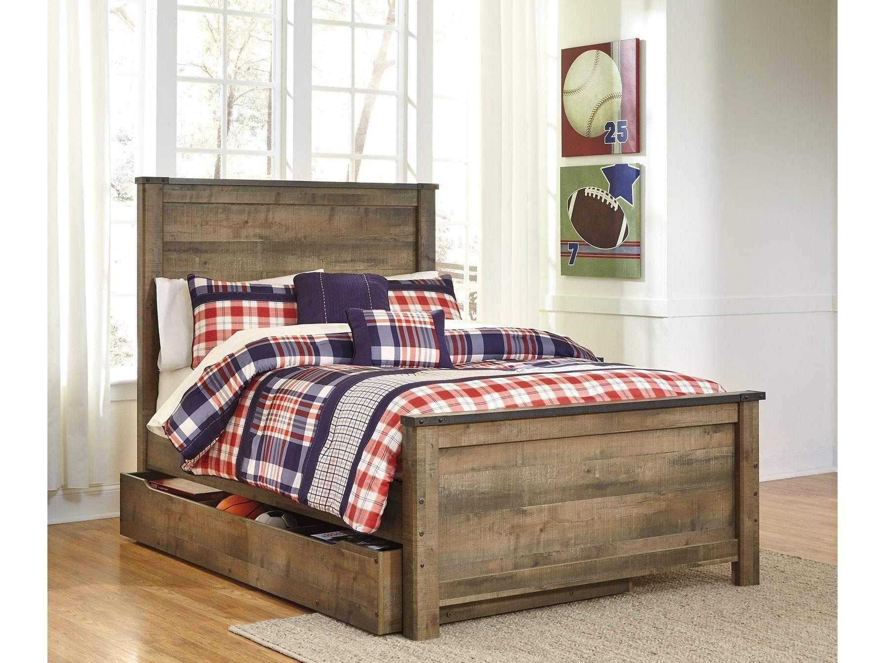 Trinell Full Panel Bed with 1 Large Storage Drawer