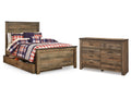 Trinell Full Panel Bed with Storage and Dresser