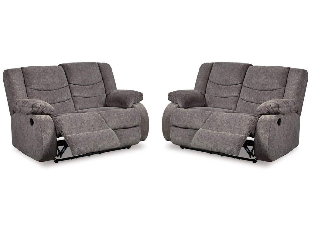 Tulen Gray Reclining Loveseats (Set of 2)