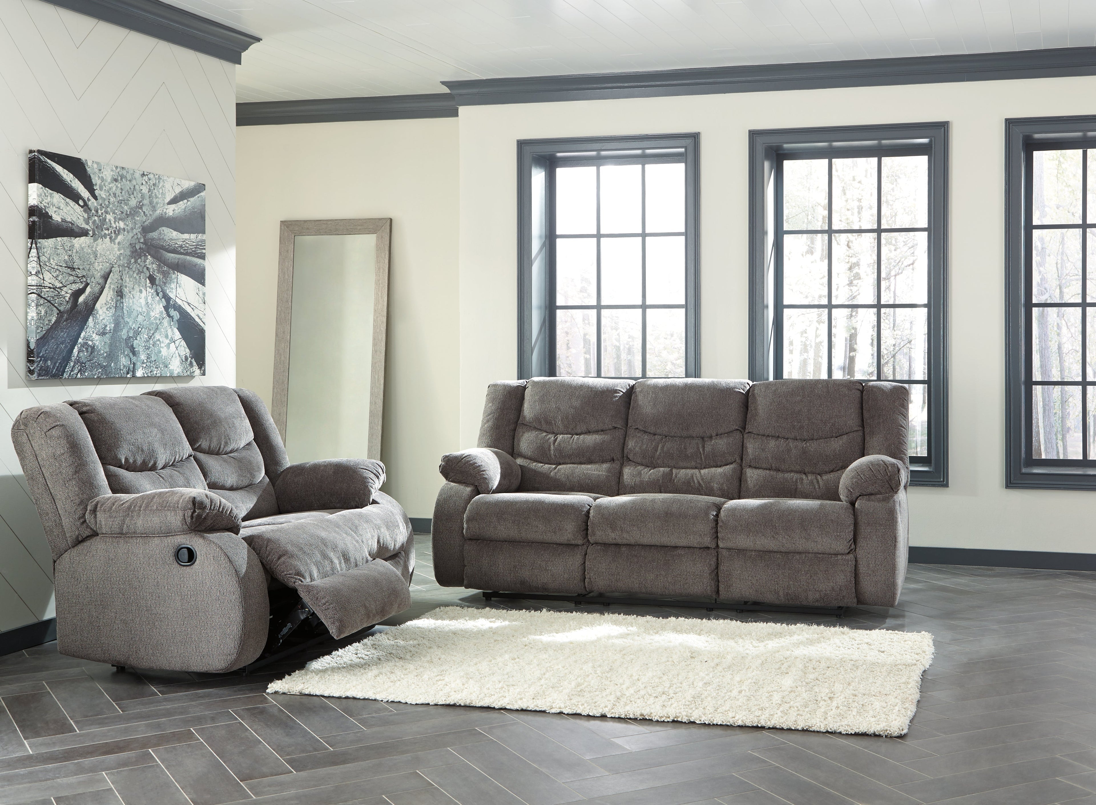 Tulen Gray Reclining Sofa and Loveseat