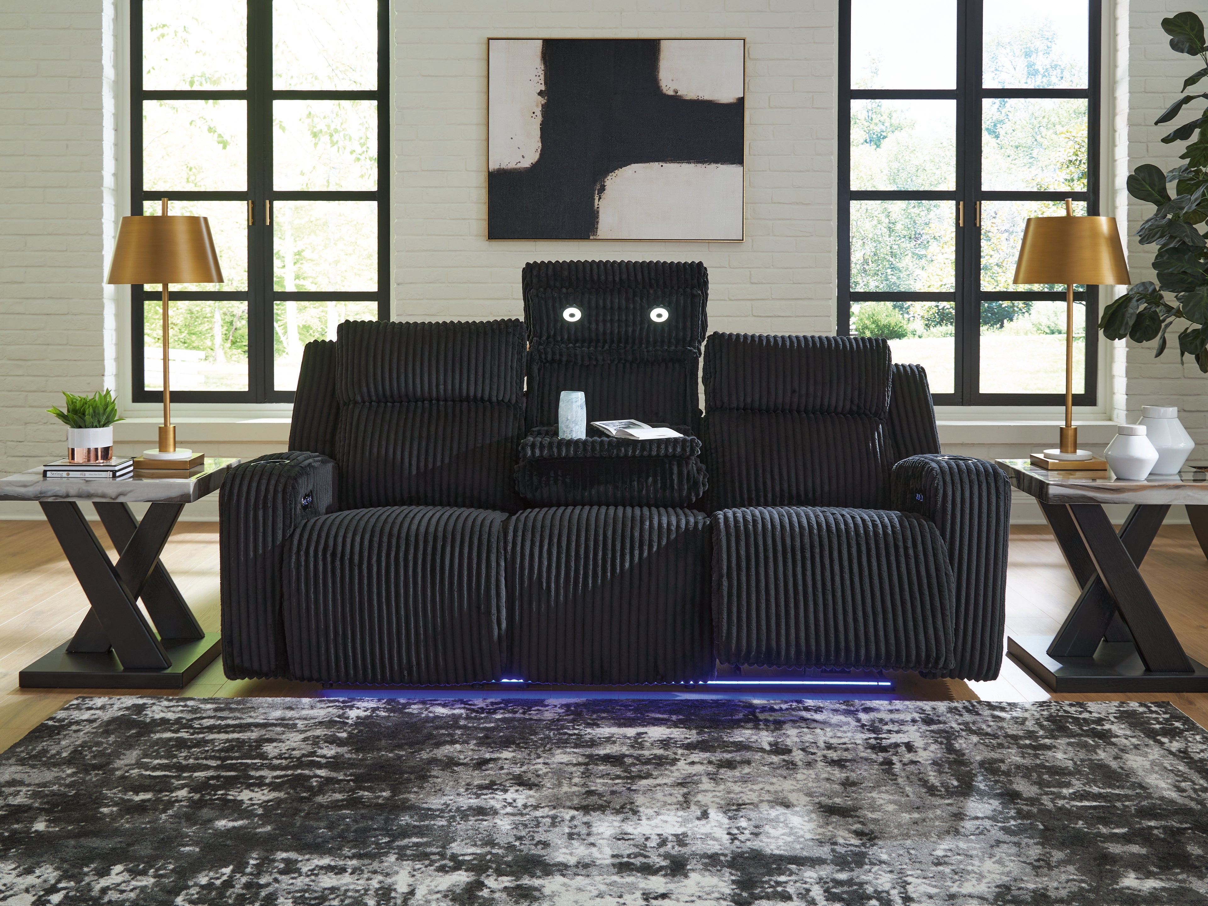 TwinBrooke Black Dual Power Reclining Sofa