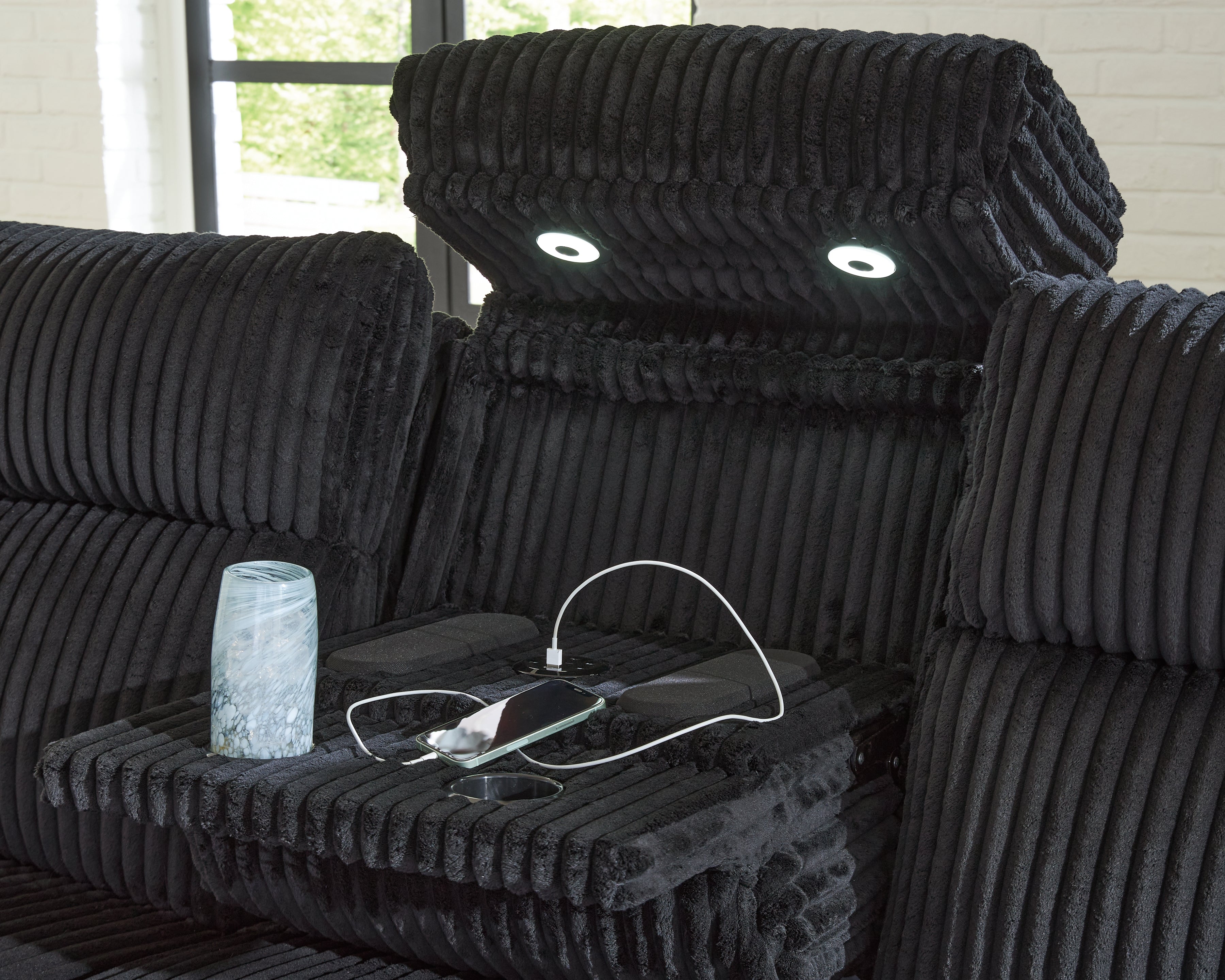TwinBrooke Black Dual Power Reclining Sofa