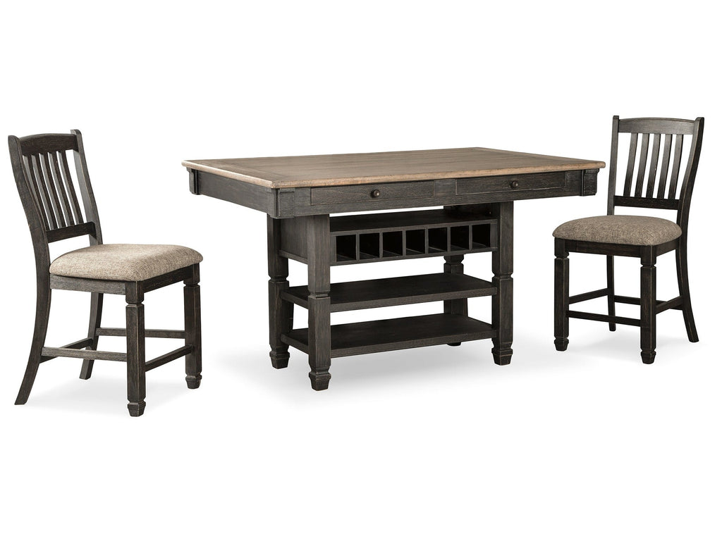 Tyler Creek Black/Gray Counter Height Dining Table and 2 Barstools