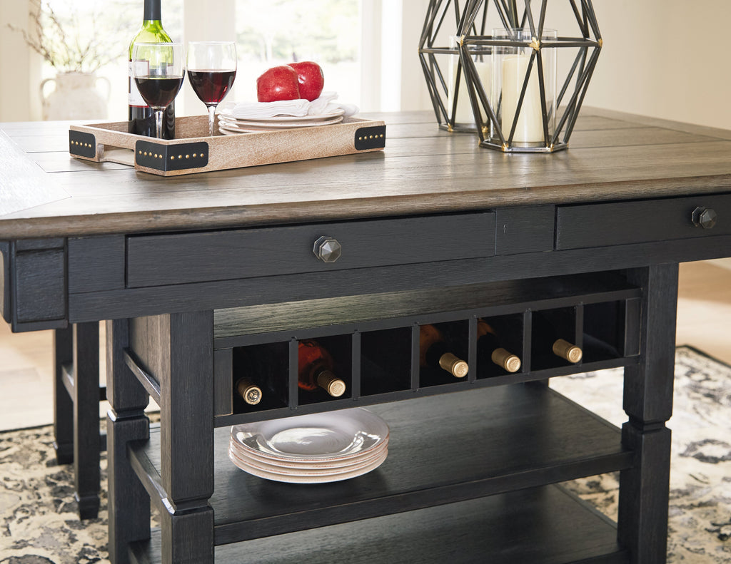Tyler Creek /Gray Counter Height Dining Table and 4 Barstools and Bench, Black