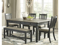 Tyler Creek Black/Gray Dining Table, 4 Chairs and Bench