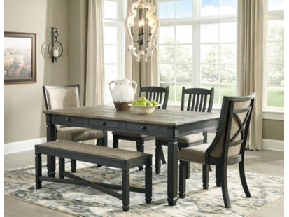 Tyler Creek Black/Gray Dining Table with 4 Chairs and Bench