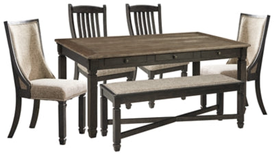 Tyler Creek Black/Gray Dining Table with 4 Chairs and Bench