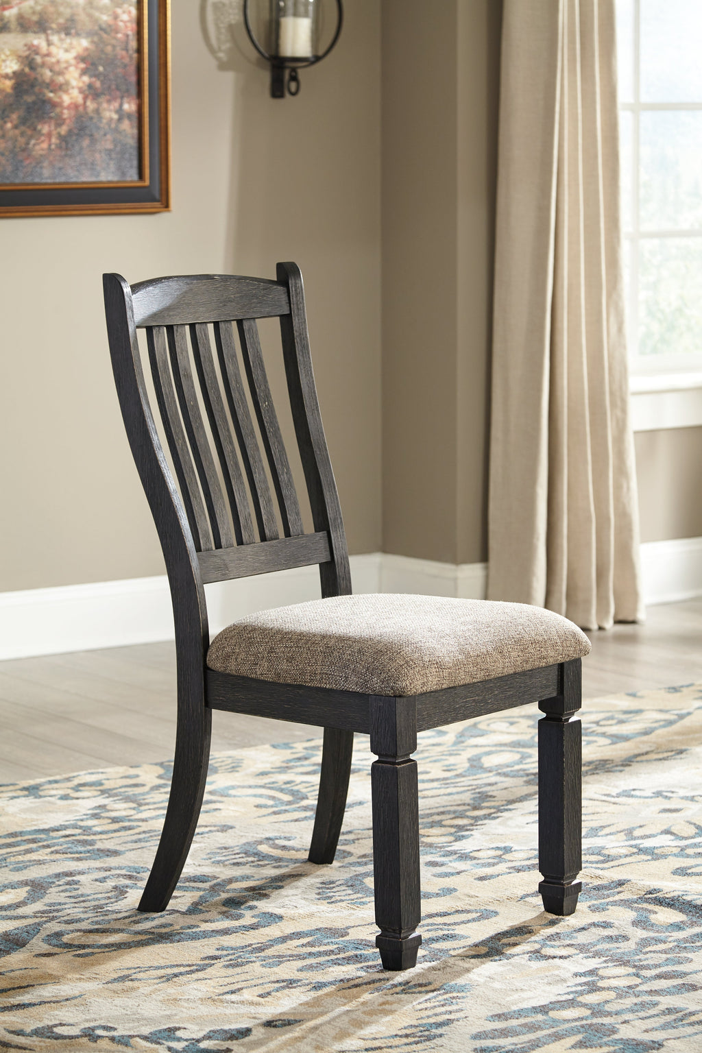 Tyler Creek Black/Gray Dining Table with 6 Chairs with Server