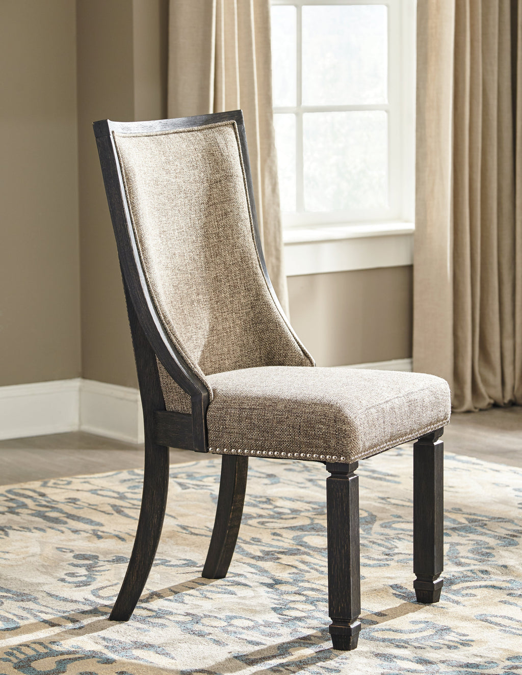 Tyler Creek Black/Gray Dining Table with 6 Chairs with Server
