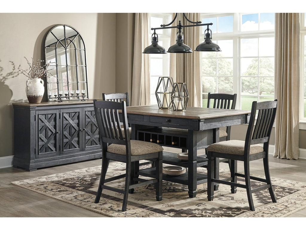 Tyler Creek /Grayish Brown Counter Height Dining Table and 4 Barstools, Black