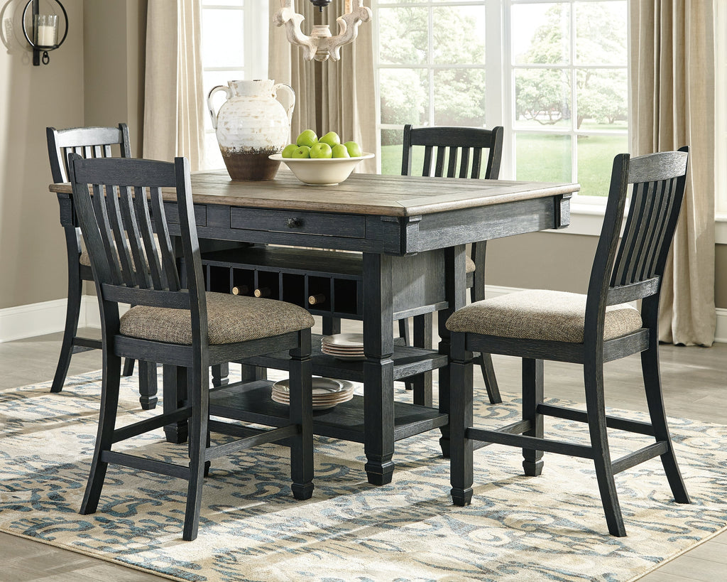 Tyler Creek /Grayish Brown Counter Height Dining Table and 4 Barstools, Black