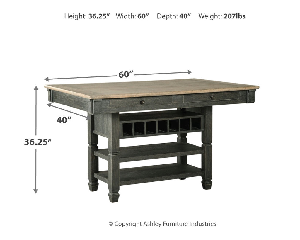 Tyler Creek /Grayish Brown Counter Height Dining Table and 6 Barstools, Black