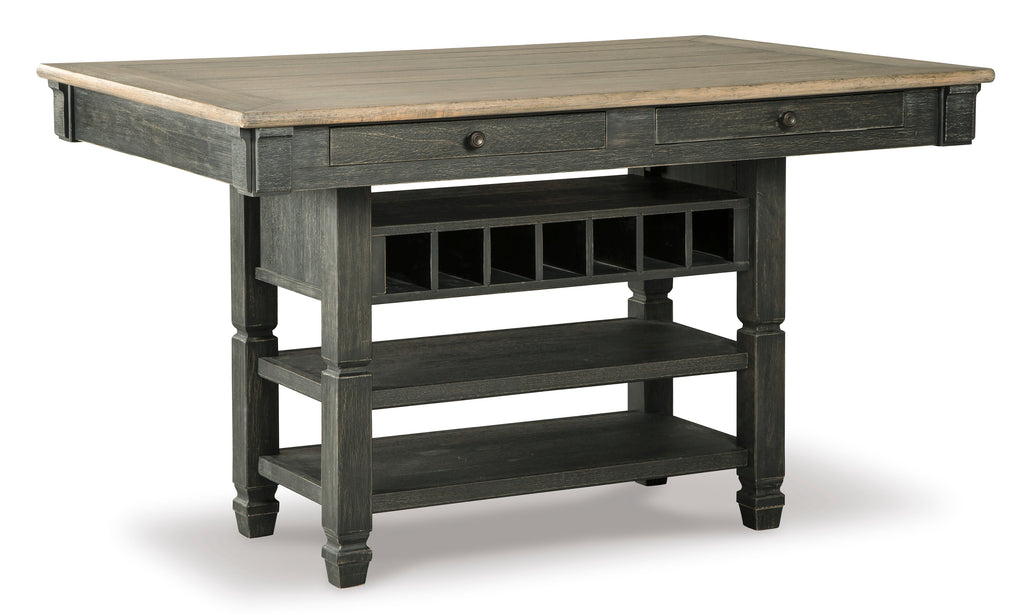 Tyler Creek /Grayish Brown Counter Height Dining Table and 6 Barstools, Black