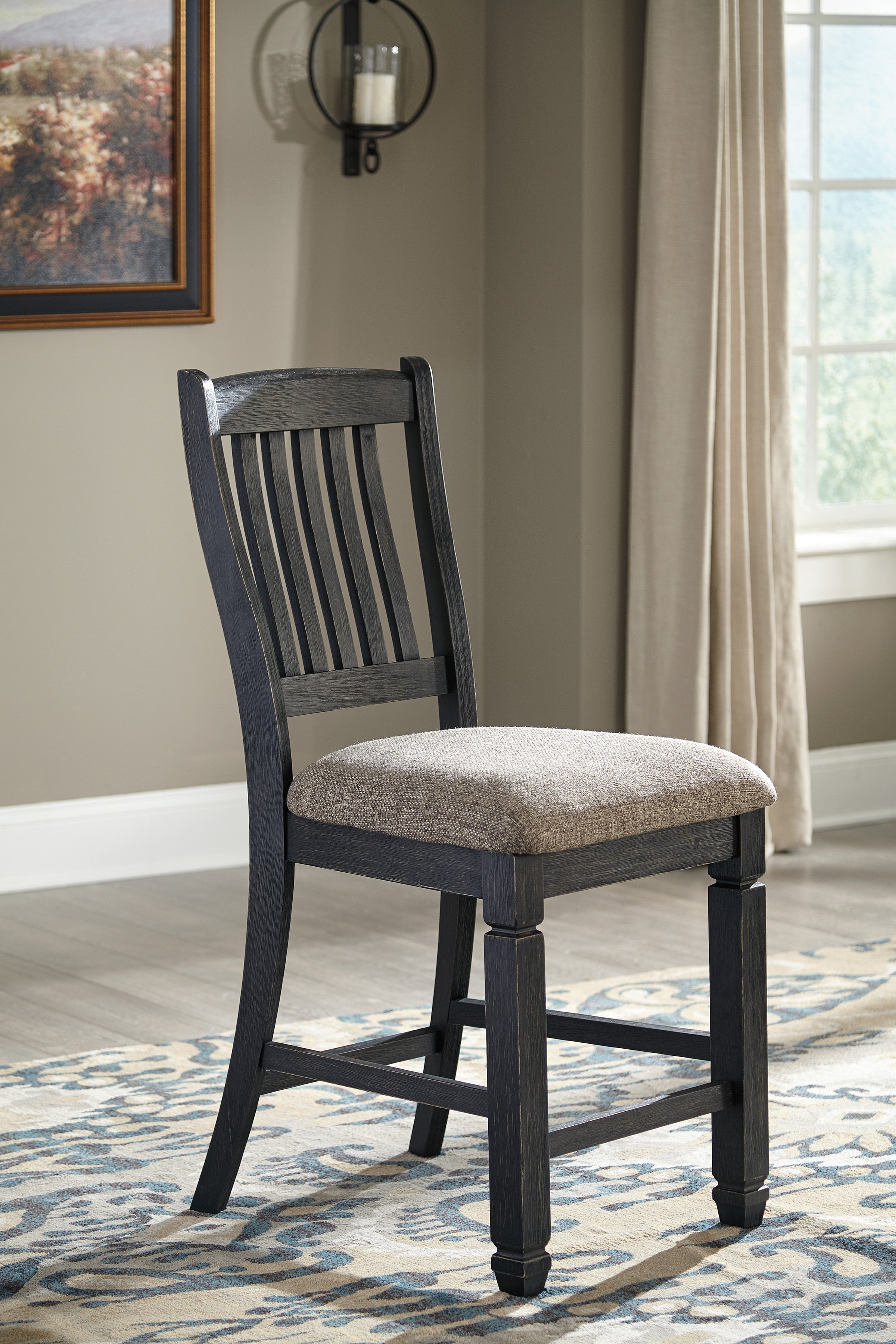 Tyler Creek /Grayish Brown Counter Height Dining Table and 6 Barstools, Black