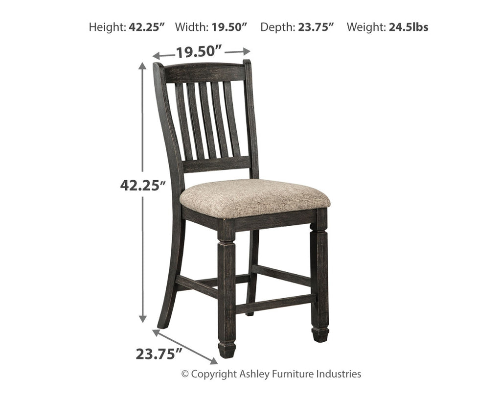 Tyler Creek /Grayish Brown Counter Height Dining Table and 4 Barstools, Black