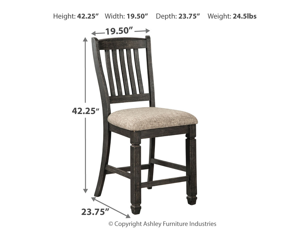 Tyler Creek /Grayish Brown Counter Height Dining Table and 4 Barstools, Black