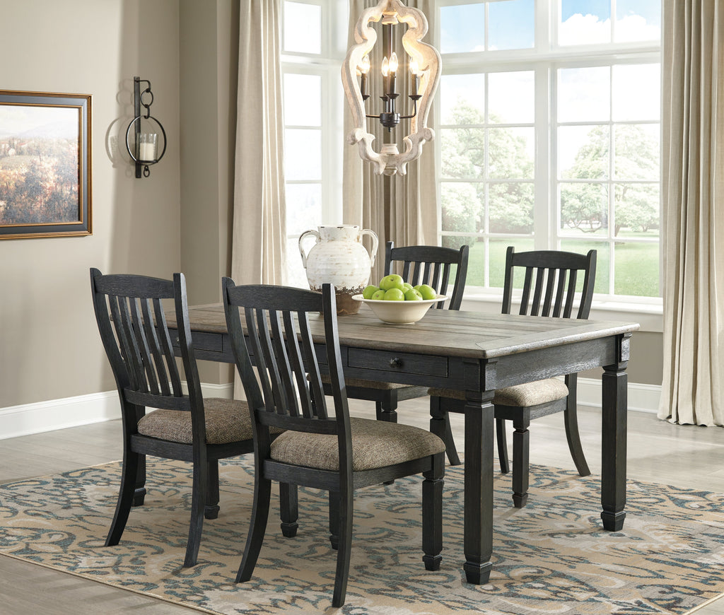 Tyler Creek Black/Grayish Brown Dining Table and 4 Chairs