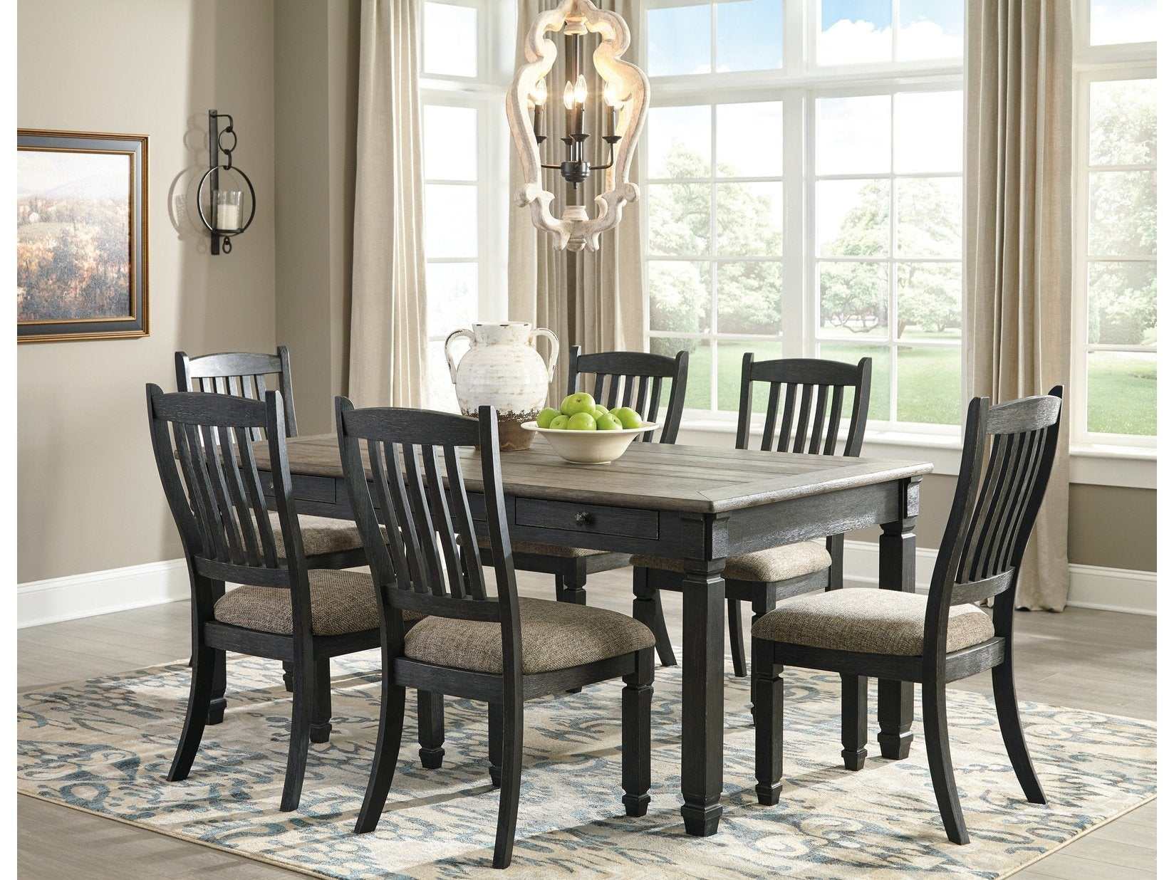 Tyler Creek Black/Grayish Brown Dining Table and 6 Chairs