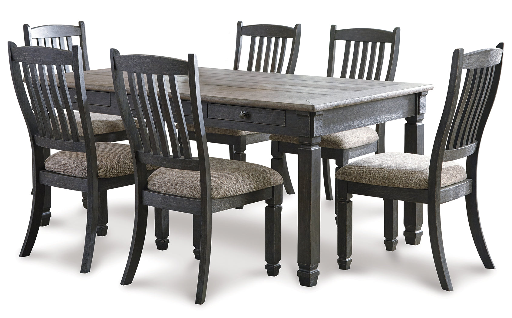 Tyler Creek Black/Grayish Brown Dining Table and 6 Chairs