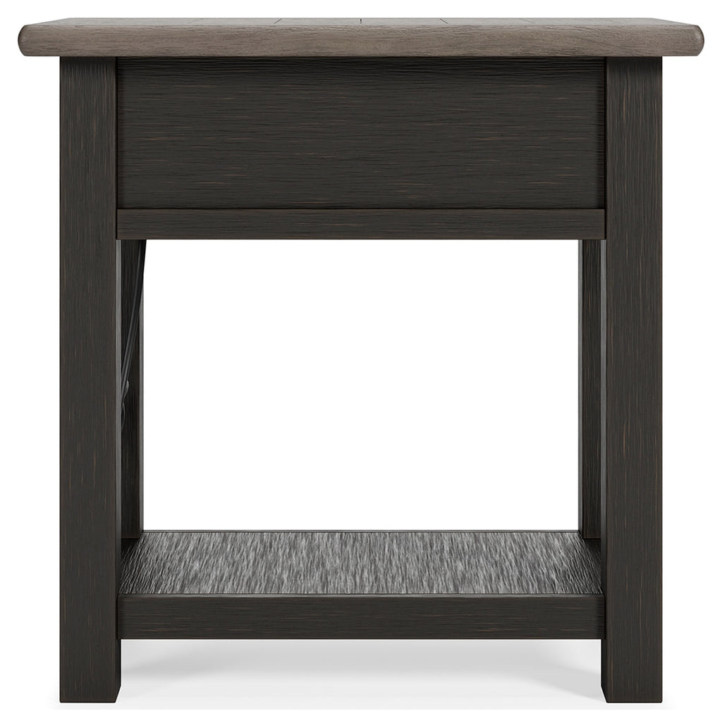 Tyler Creek Grayish Brown/Black Chairside End Table