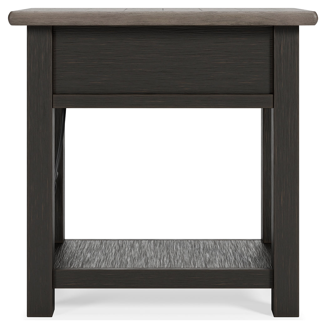 Tyler Creek Grayish Brown/Black Chairside End Table