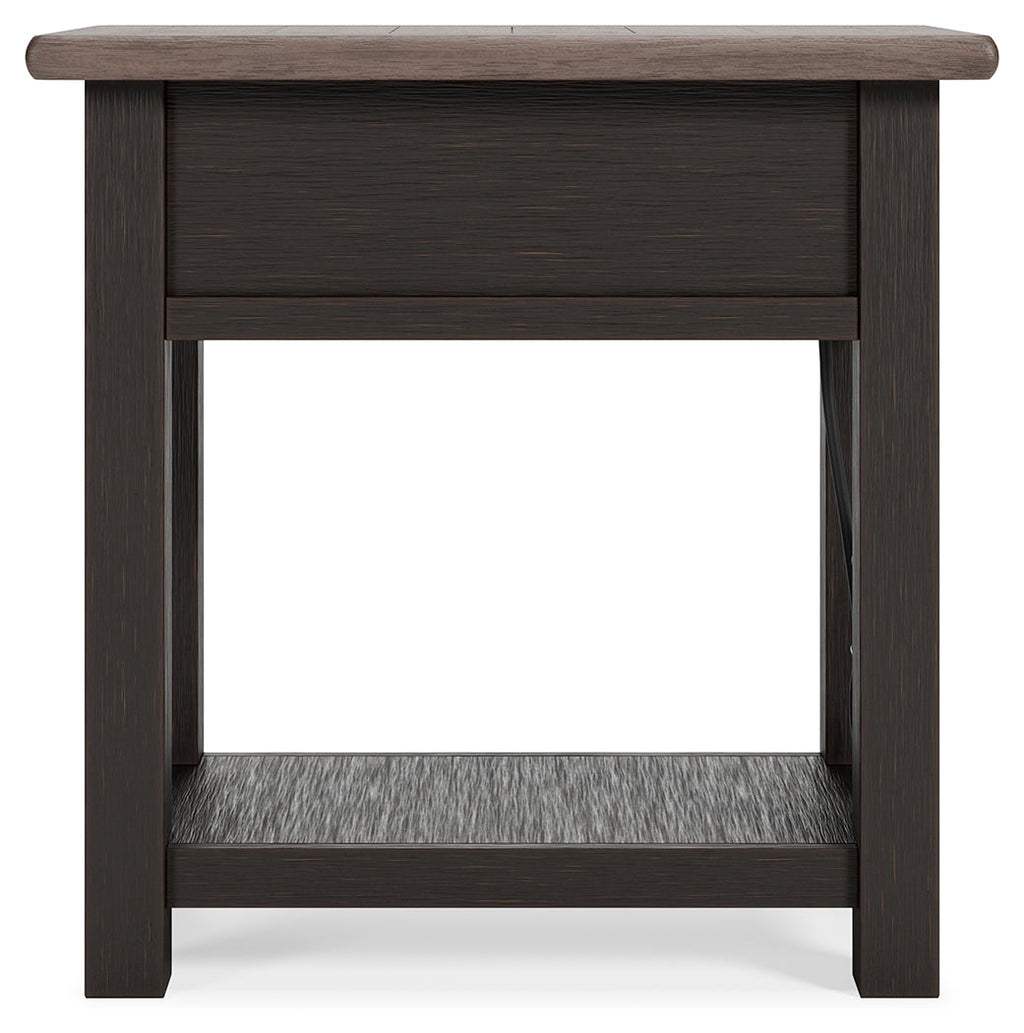 Tyler Creek Grayish Brown/Black Chairside End Table