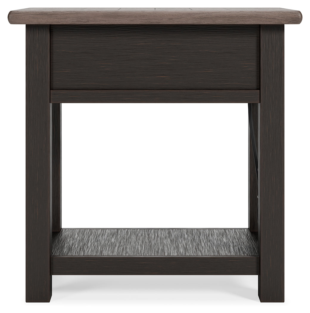 Tyler Creek Grayish Brown/Black Chairside End Table