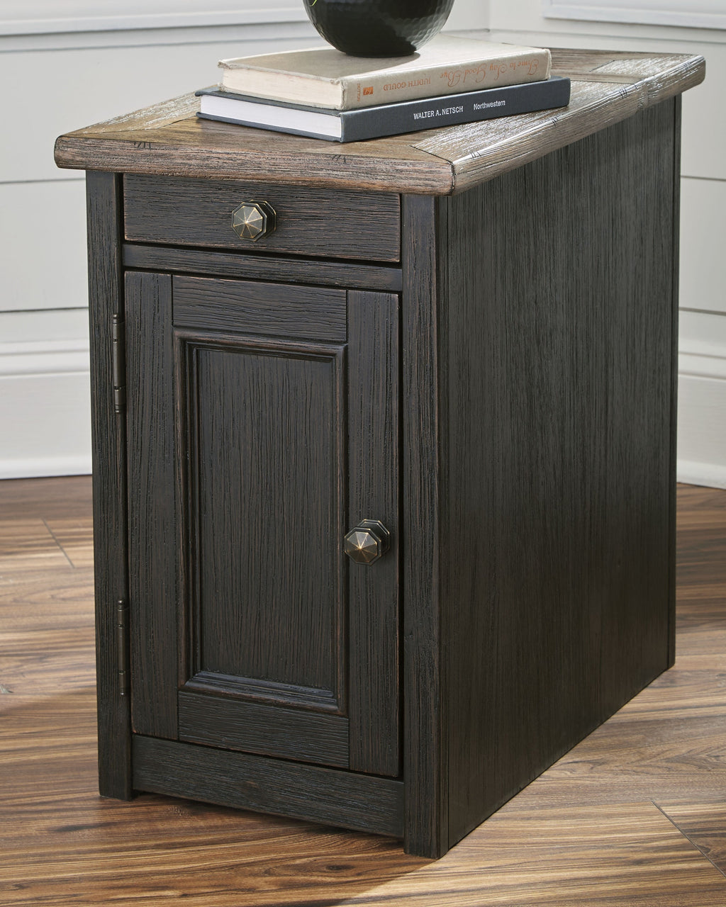 Tyler Creek Grayish /Black Coffee Table and 2 Chairside End Tables, Brown
