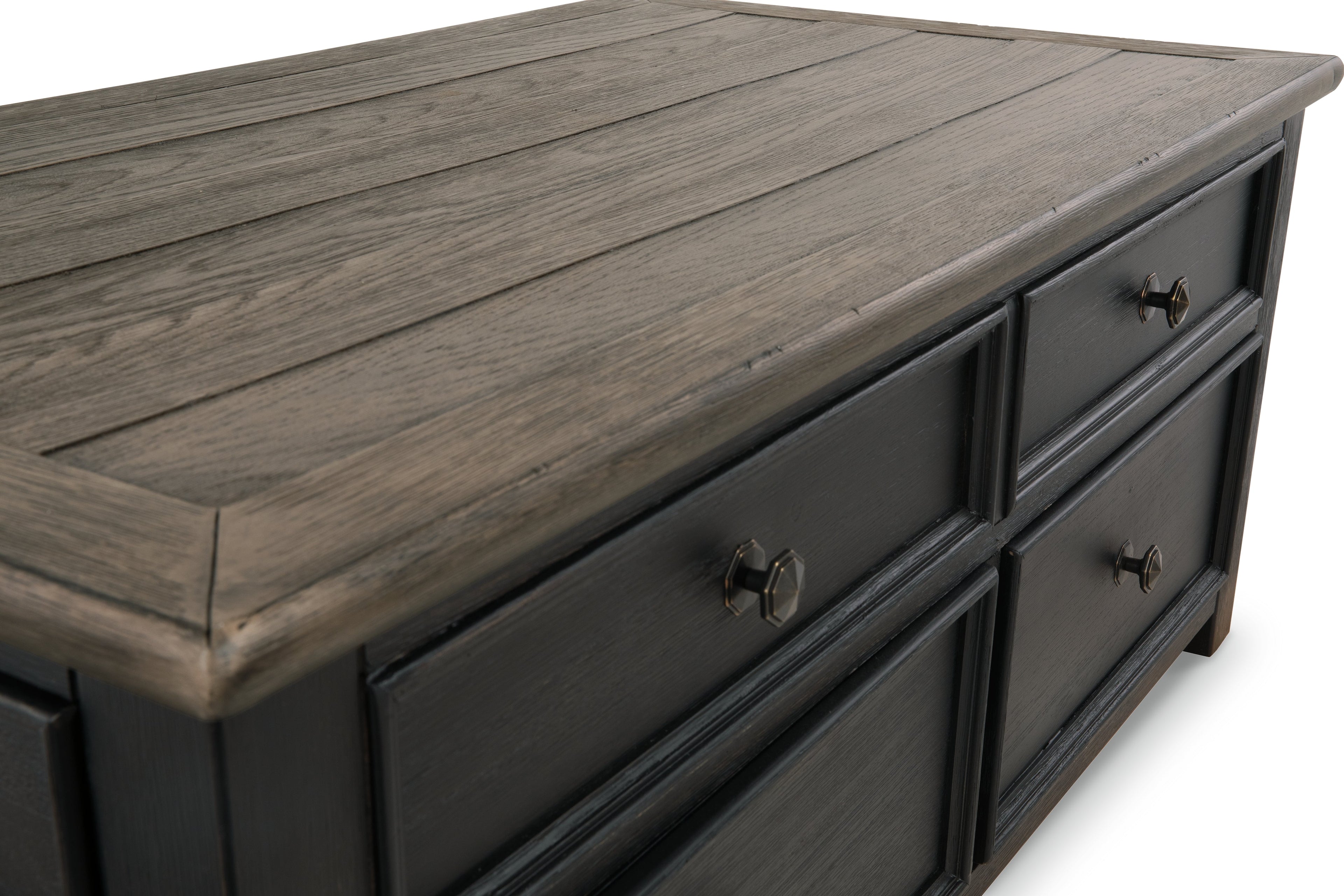 Tyler Creek Grayish /Black Coffee Table and 2 Chairside End Tables, Brown