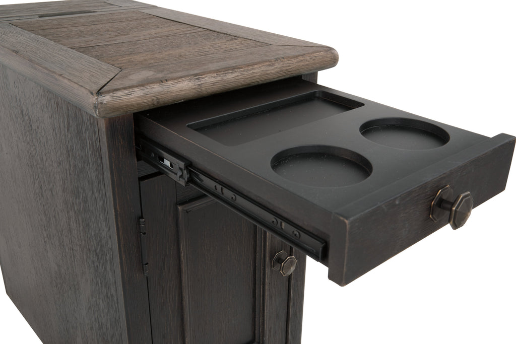 Tyler Creek Grayish /Black Coffee Table and 2 Chairside End Tables, Brown