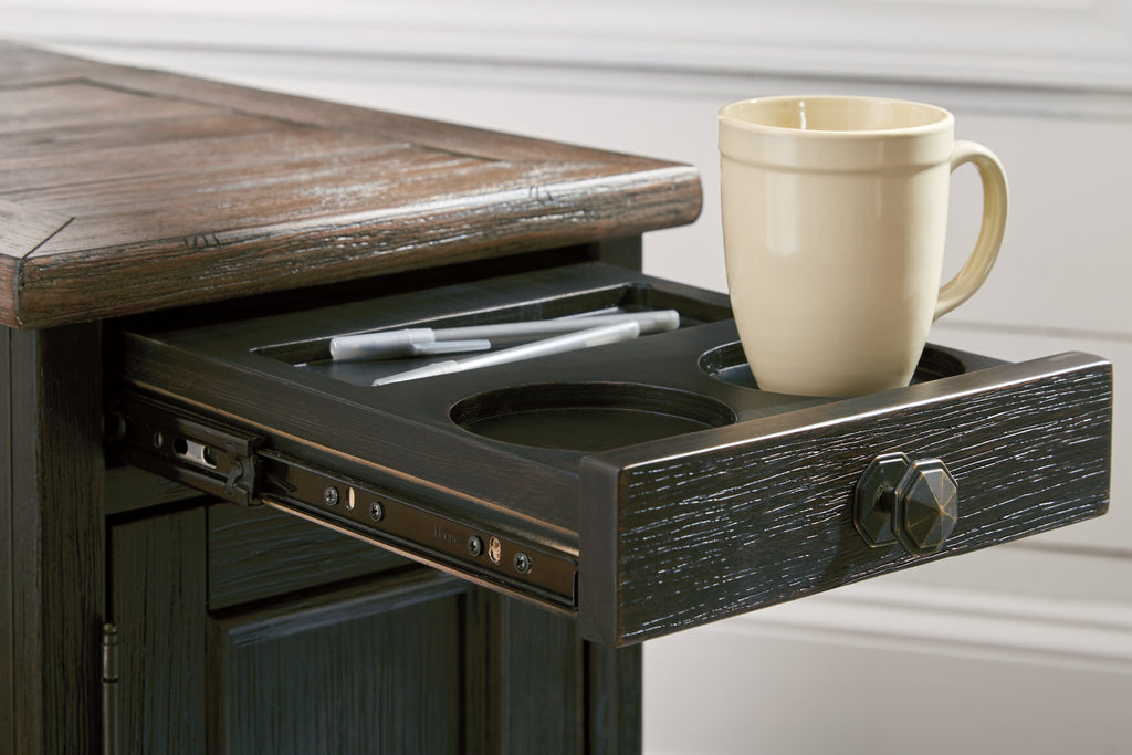 Tyler Creek Grayish /Black Coffee Table and 2 Chairside End Tables, Brown