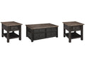 Tyler Creek Grayish Brown/Black Coffee Table and 2 End Tables