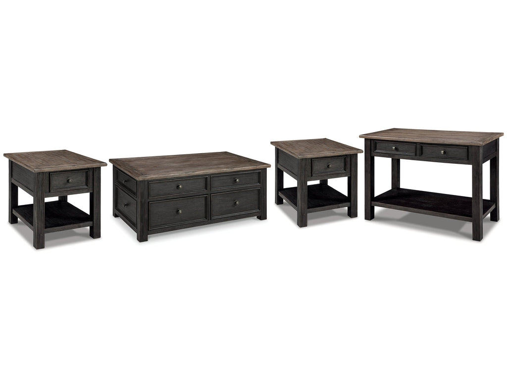 Tyler Creek Grayish /Black Coffee Table and 2 End Tables, Brown