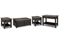 Tyler Creek Grayish /Black Coffee Table and 2 End Tables, Brown