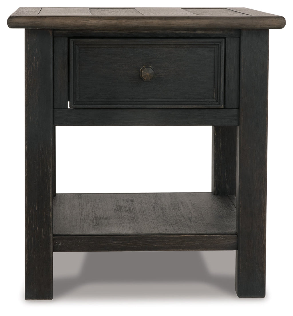 Tyler Creek Grayish /Black Coffee Table and 2 End Tables, Brown