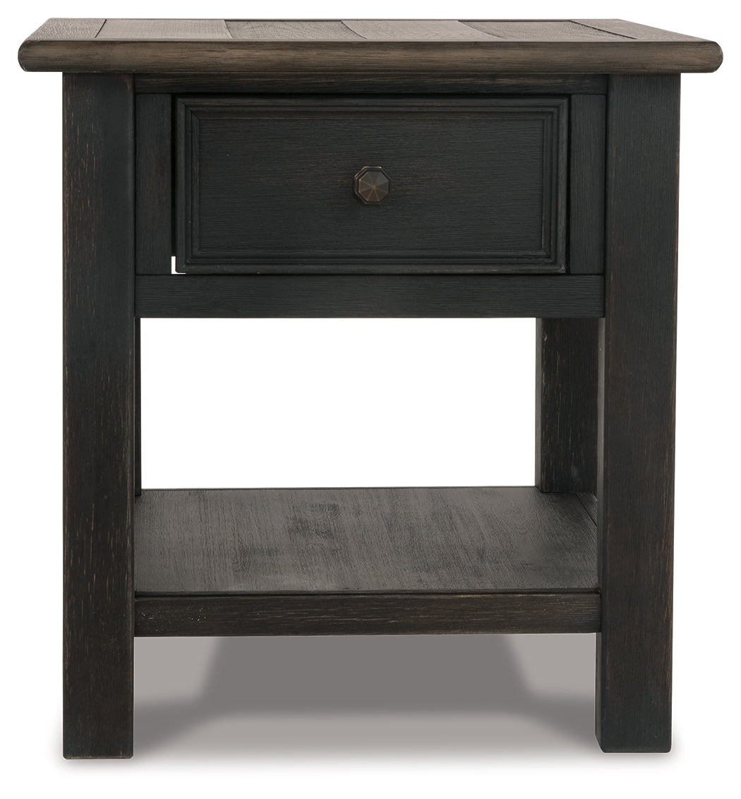 Tyler Creek Grayish /Black Coffee Table and 2 End Tables, Brown