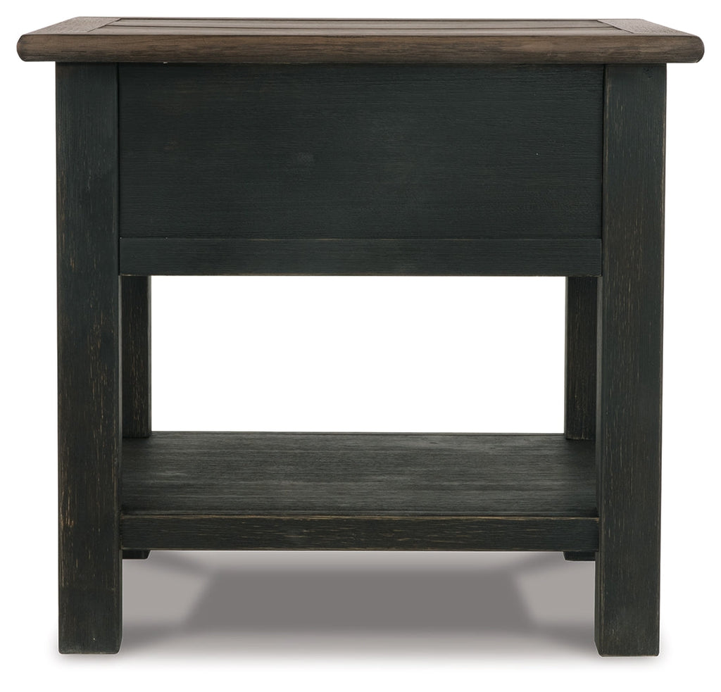 Tyler Creek Grayish /Black Coffee Table and 2 End Tables, Brown
