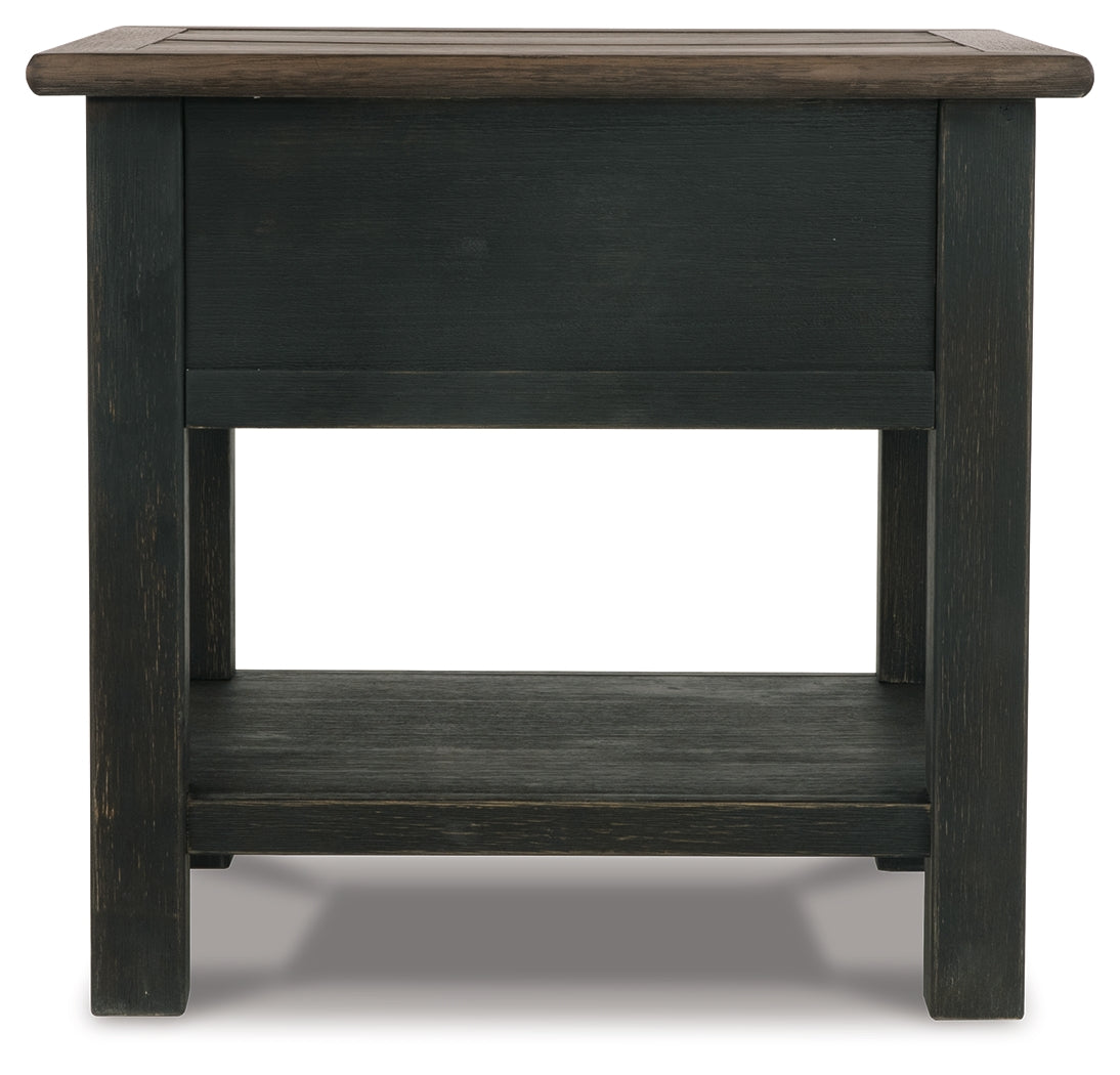 Tyler Creek Grayish /Black Coffee Table and 2 End Tables, Brown