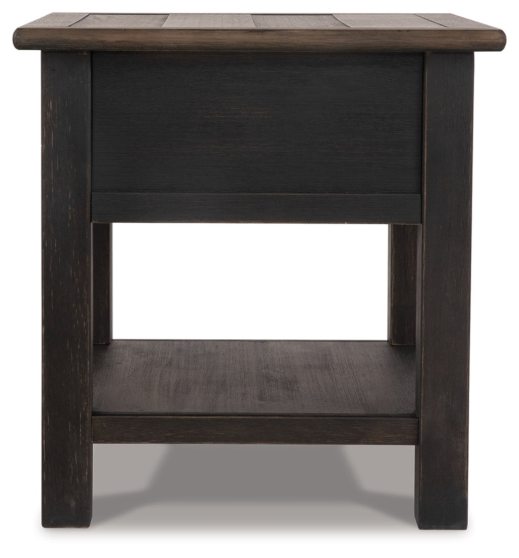 Tyler Creek Grayish /Black Coffee Table and 2 End Tables, Brown