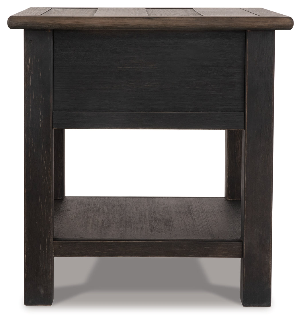 Tyler Creek Grayish /Black Coffee Table and 2 End Tables, Brown